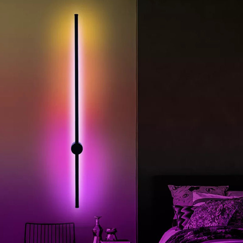 Modern Simplicity Style RGB Wall Sconce Black Long Strip Ambiance Decorative LED Wall Lamp for Restaurant Bar
