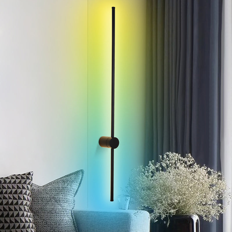 Modern Simplicity Style RGB Wall Sconce Black Long Strip Ambiance Decorative LED Wall Lamp for Restaurant Bar