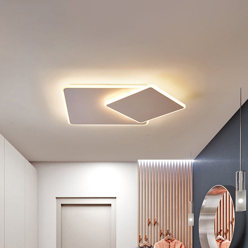 Square Flush Mount Lighting Modernism Acrylic White/Coffee 16"/19.5" Wide LED Ceiling Light in Warm/White Light