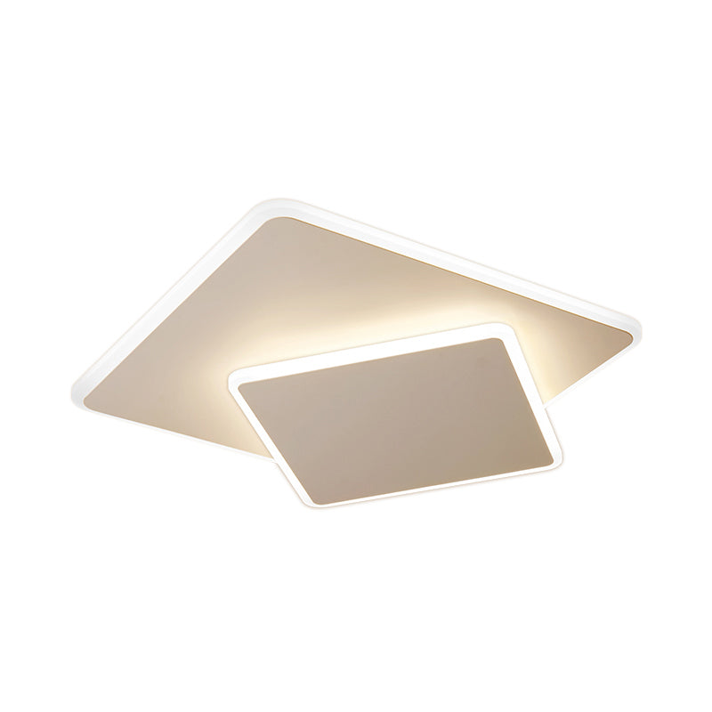 Square Flush Mount Lighting Modernism Acrylic White/Coffee 16"/19.5" Wide LED Ceiling Light in Warm/White Light