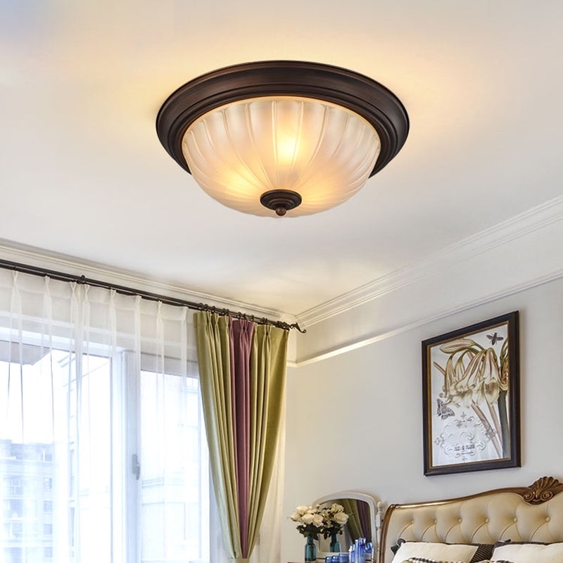 Bowl-Shaped Glass Flush Mount Ceiling Light Classic Bedroom Flush Mount Light Fixture