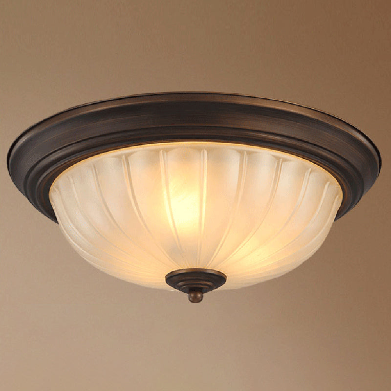 Bowl-Shaped Glass Flush Mount Ceiling Light Classic Bedroom Flush Mount Light Fixture