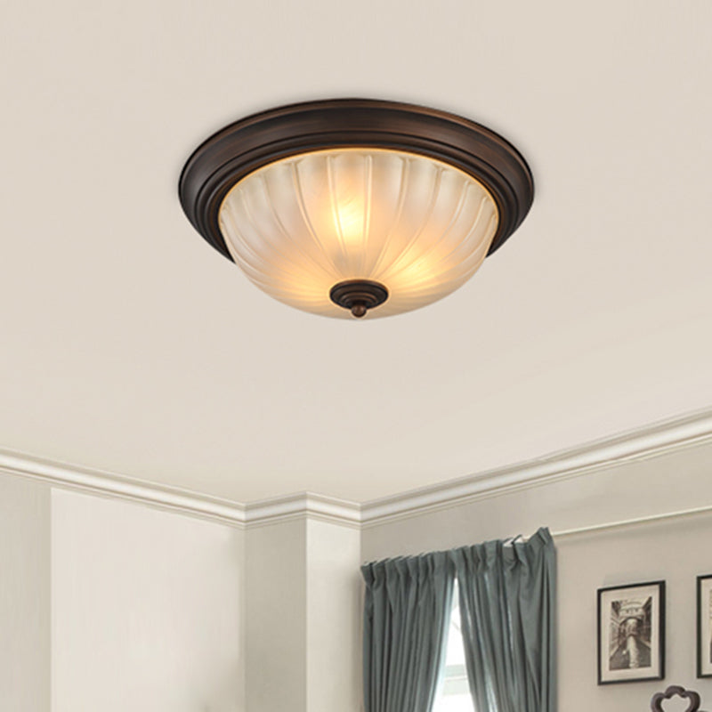 Bowl-Shaped Glass Flush Mount Ceiling Light Classic Bedroom Flush Mount Light Fixture