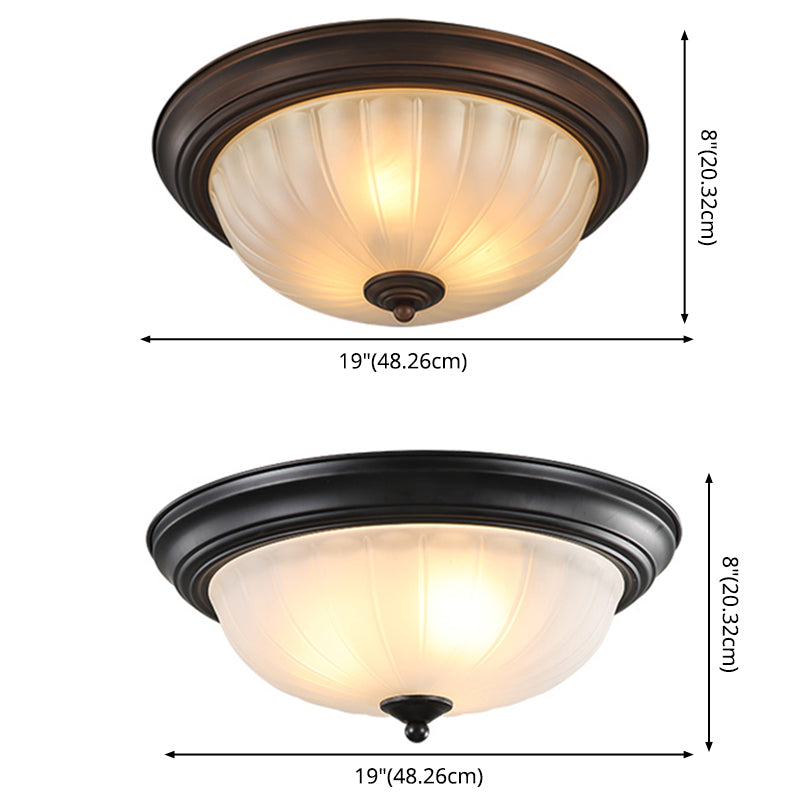 Bowl-Shaped Glass Flush Mount Ceiling Light Classic Bedroom Flush Mount Light Fixture