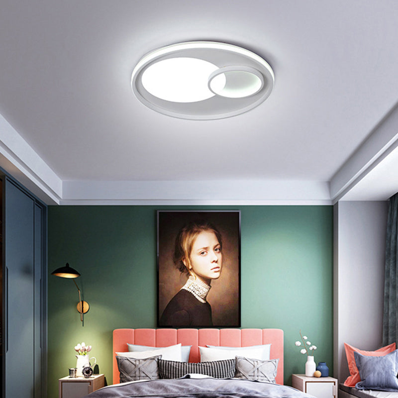 18"/21,5" W runde Acryl-Einbauleuchte, modernistische LED-Deckenleuchte in Weiß mit warmem/weißem Licht/stufenloses Dimmen mit Fernbedienung