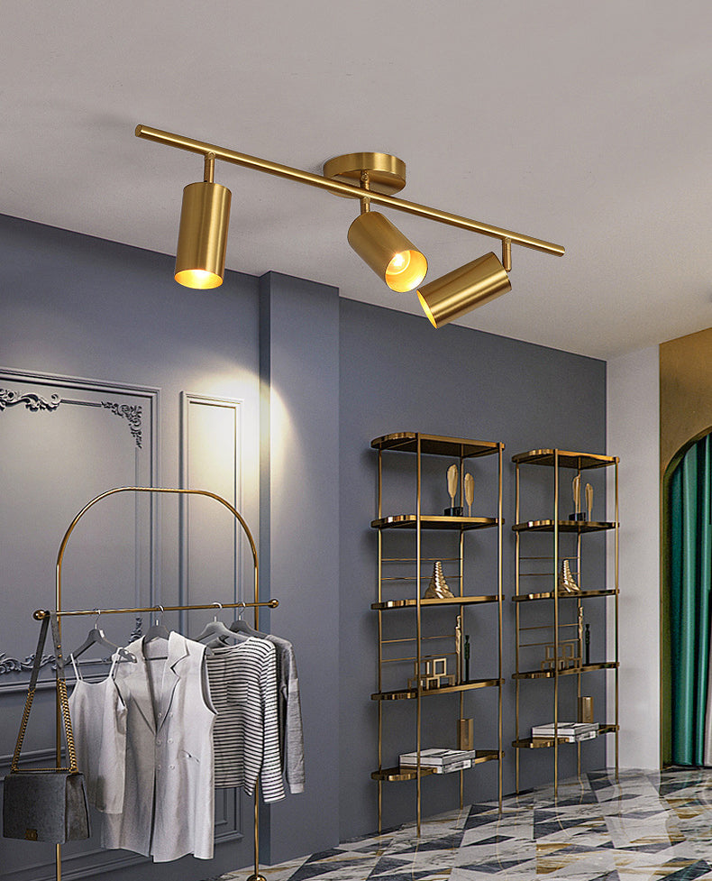 All Copper Track Lighting Kits Nordic Modern Light Luxury Home Living Room TV Cabinet Background Wall Study Room Commercial Shop Lamps