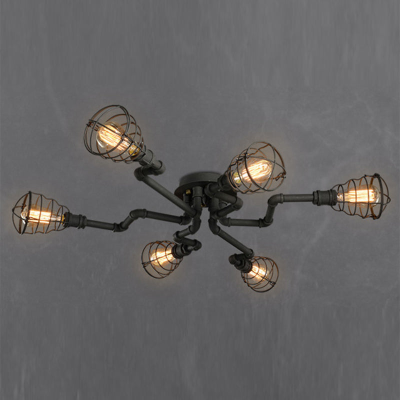 Luminaires semi-affleurants à tuyau torsadé Steampunk plafonniers semi-affleurants en métal pour bar