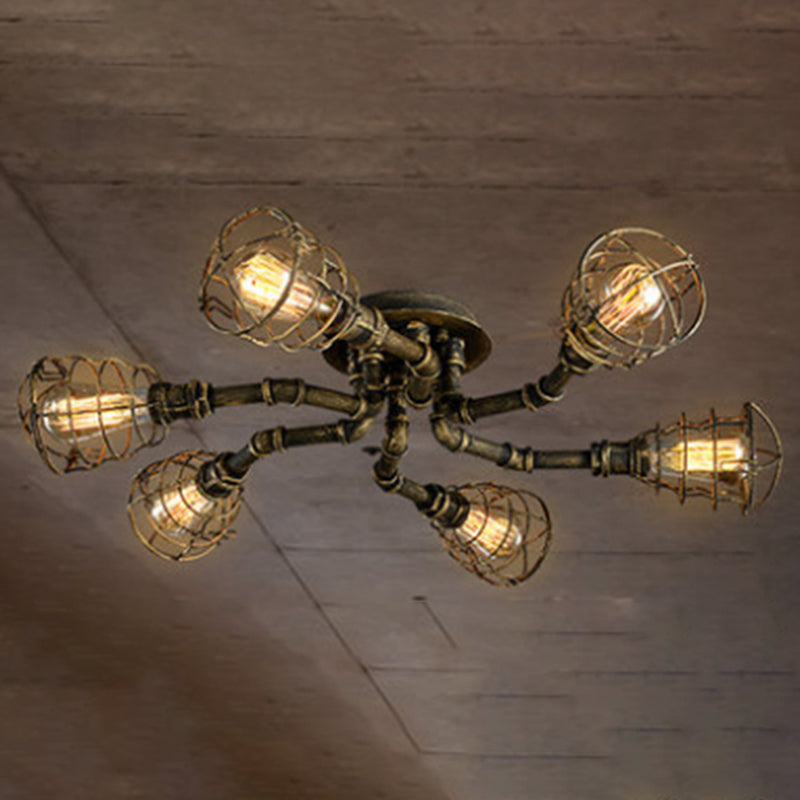 Luminaires semi-affleurants à tuyau torsadé Steampunk plafonniers semi-affleurants en métal pour bar