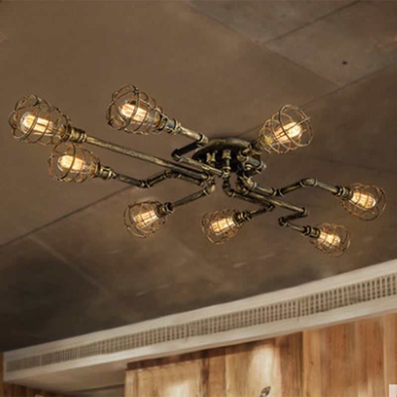 Luminaires semi-affleurants à tuyau torsadé Steampunk plafonniers semi-affleurants en métal pour bar