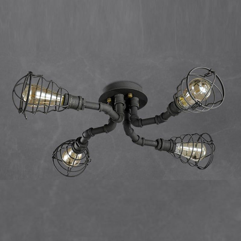 Luminaires semi-affleurants à tuyau torsadé Steampunk plafonniers semi-affleurants en métal pour bar