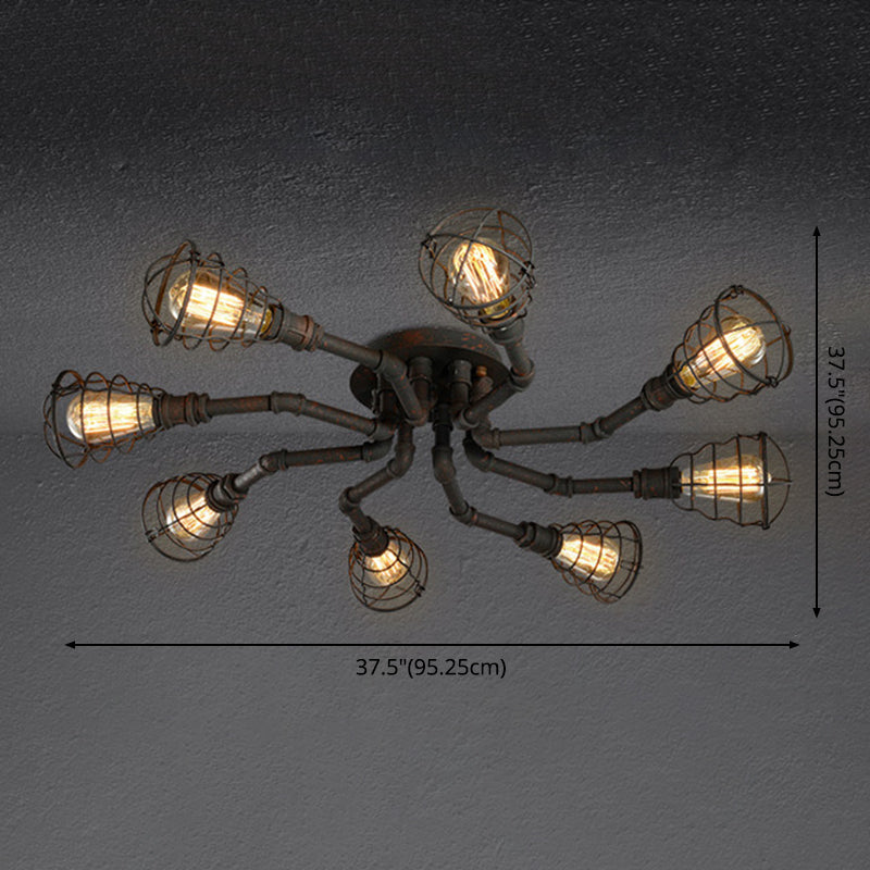 Luminaires semi-affleurants à tuyau torsadé Steampunk plafonniers semi-affleurants en métal pour bar