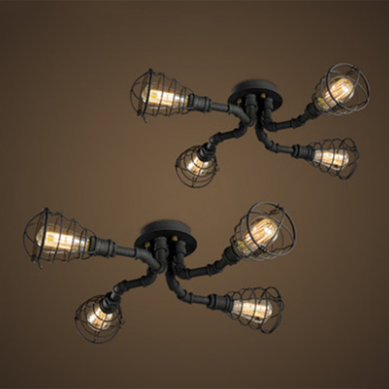 Luminaires semi-affleurants à tuyau torsadé Steampunk plafonniers semi-affleurants en métal pour bar
