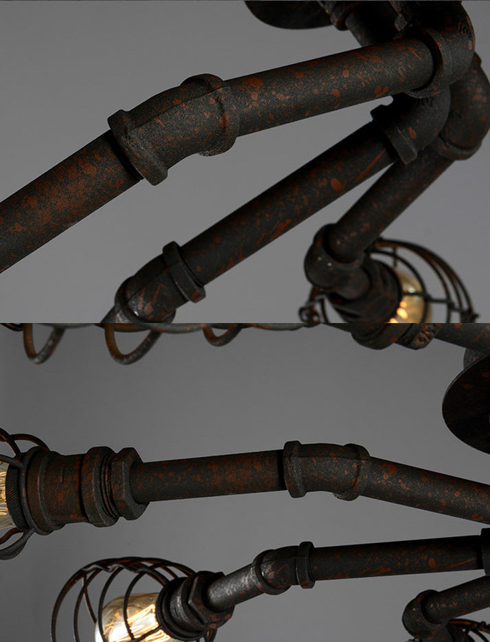 Luminaires semi-affleurants à tuyau torsadé Steampunk plafonniers semi-affleurants en métal pour bar