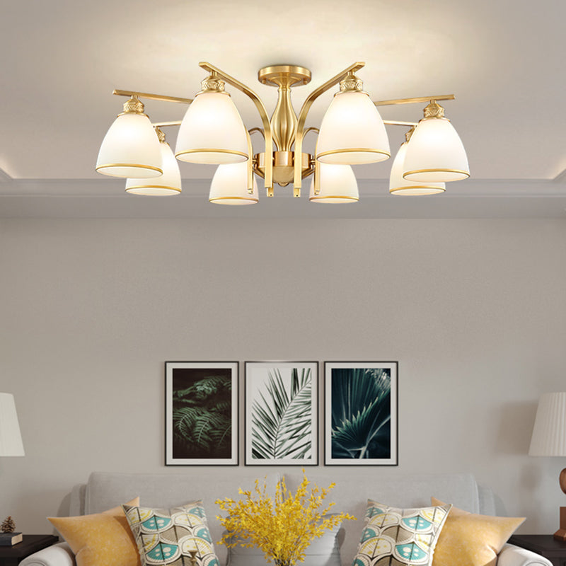 Accesorio montado en el techo de cristal mate del ópalo de la iluminación semi empotrada moderna de la sala de estar