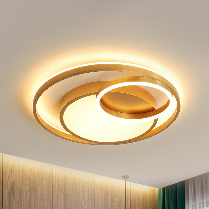 16"/23.5" Wide Circle Acrylic Ceiling Lamp Postmodern Gold LED Flush Mount Light Fixture, Warm Light/White Light/Remote Control Stepless Dimming