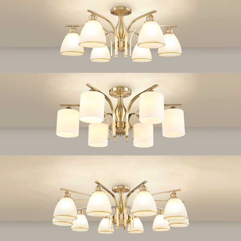 Accesorio montado en el techo de cristal mate del ópalo de la iluminación semi empotrada moderna de la sala de estar