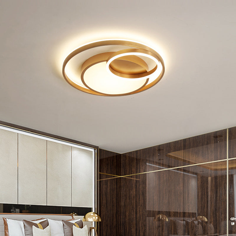 16"/23.5" Wide Circle Acrylic Ceiling Lamp Postmodern Gold LED Flush Mount Light Fixture, Warm Light/White Light/Remote Control Stepless Dimming