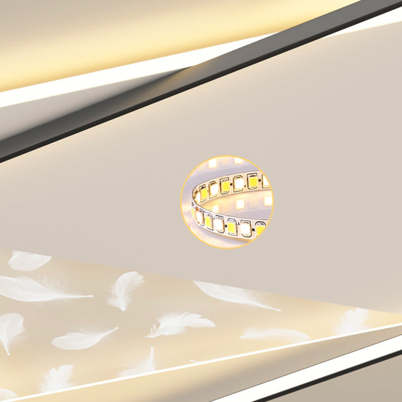 Modern Concise Geometric LED Semi Flush Mount Feather Acrylic Ceiling Light in Black