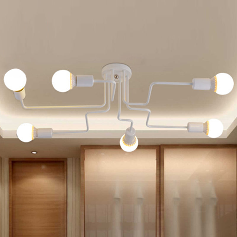 Industrial Angled Tangle Semi Flush Mount Metal Semi Flush Mount Ceiling Light for Living Room and Bedroom