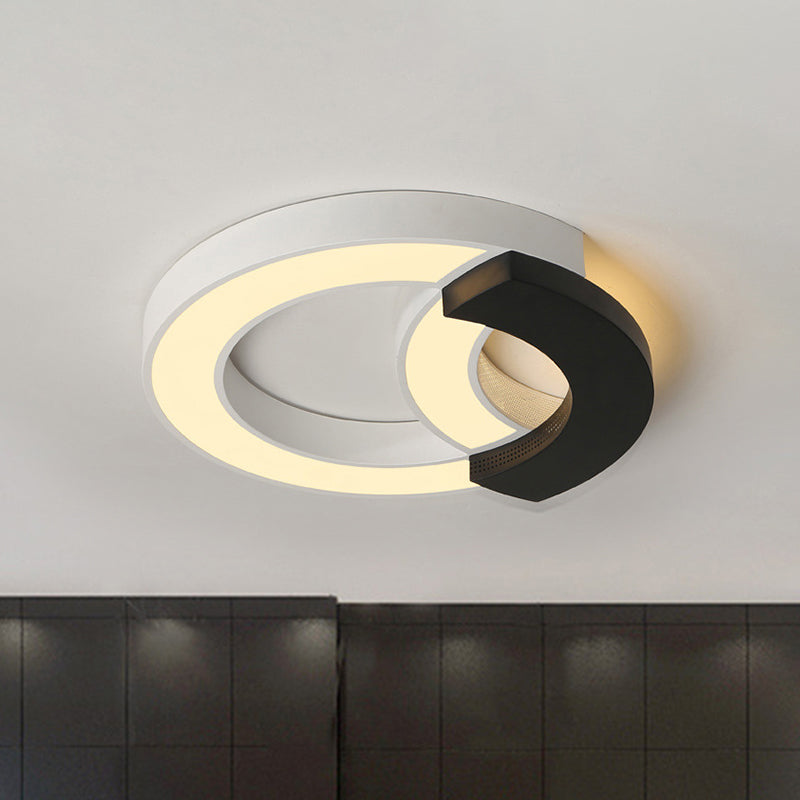 Lampada da incasso ad arco Lampada da soffitto moderna a LED in acrilico nero largo 16"/19,5"/23,5" con luce calda/luce bianca/terza marcia
