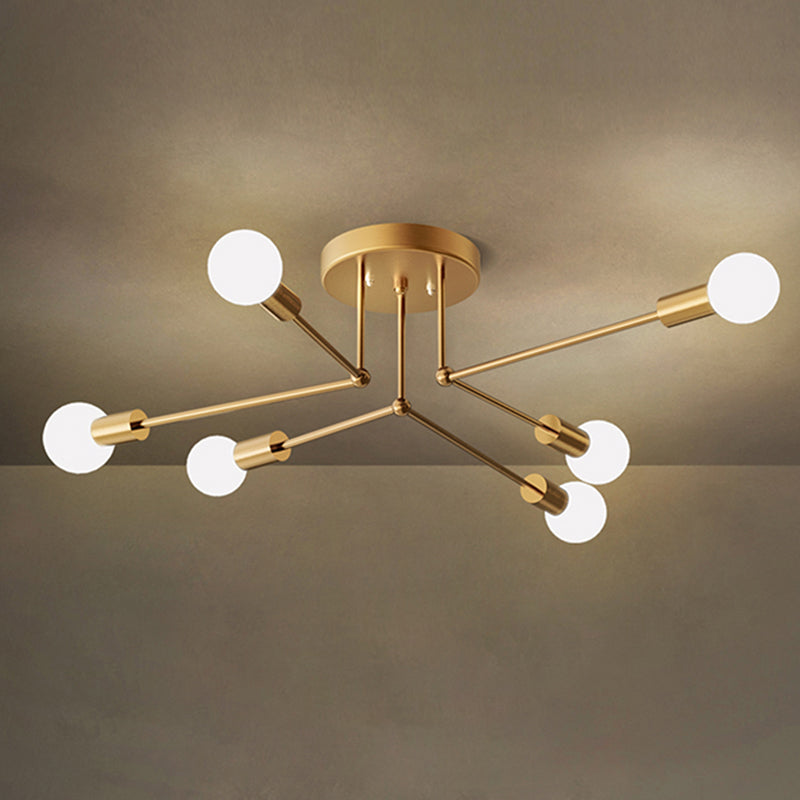 Zeitgenössische Sputnik Semi Flush Mount Glas Wohnzimmer Deckenmontage Leuchte Leuchte