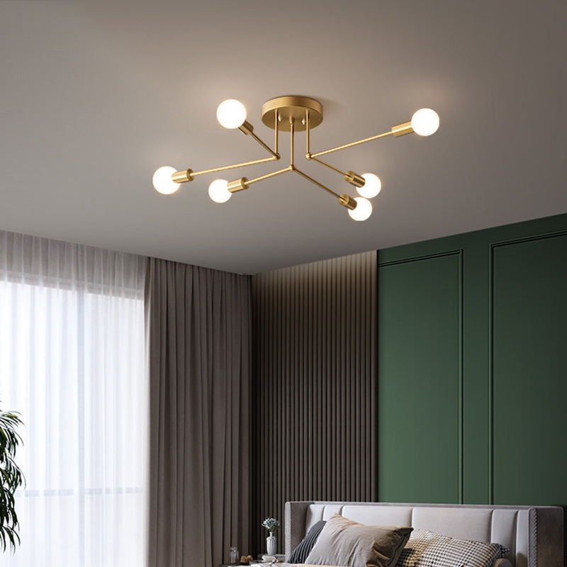 Zeitgenössische Sputnik Semi Flush Mount Glas Wohnzimmer Deckenmontage Leuchte Leuchte