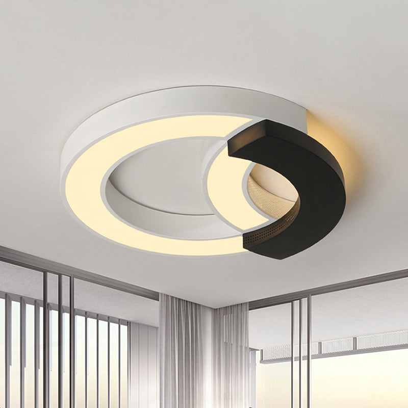 Lampada da incasso ad arco Lampada da soffitto moderna a LED in acrilico nero largo 16"/19,5"/23,5" con luce calda/luce bianca/terza marcia