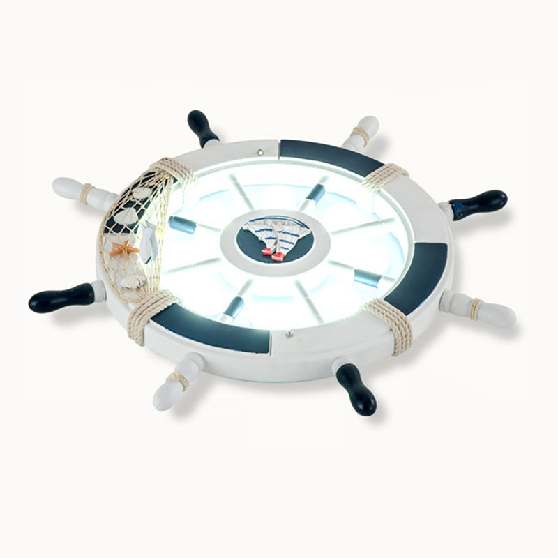 Children's Room Ceiling Light Fixture Creative Boy Bedroom Study Room Cartoon Pirate Ship Rudder Mediterranean Style LED Eye Protection Lighting