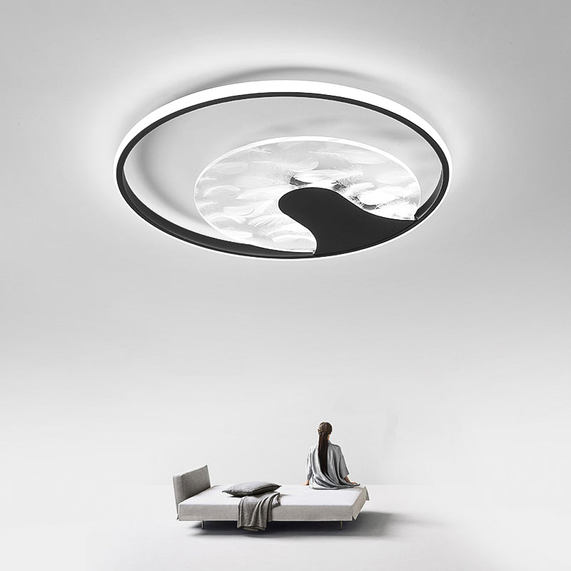 Tree Shaped Feather Flush Mount Light Simplicity Acrylic Bedroom LED Ceiling Lamp