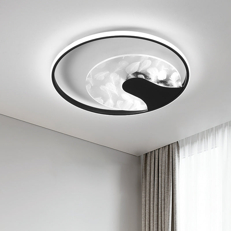 Plafonnier LED en forme de plume en forme d'arbre, luminaire de plafond en acrylique simple pour chambre à coucher