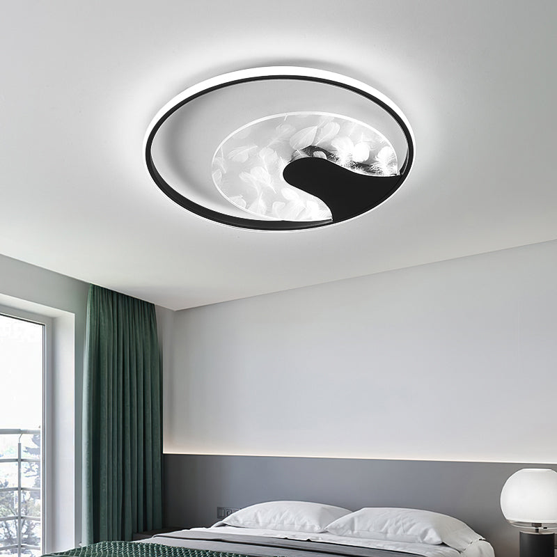 Tree Shaped Feather Flush Mount Light Simplicity Acrylic Bedroom LED Ceiling Lamp