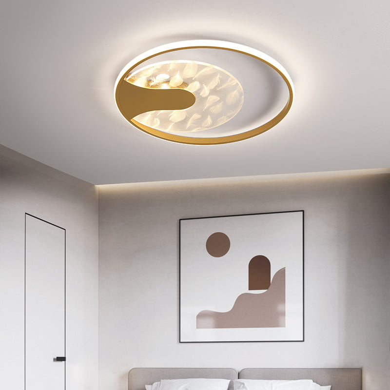 Tree Shaped Feather Flush Mount Light Simplicity Acrylic Bedroom LED Ceiling Lamp