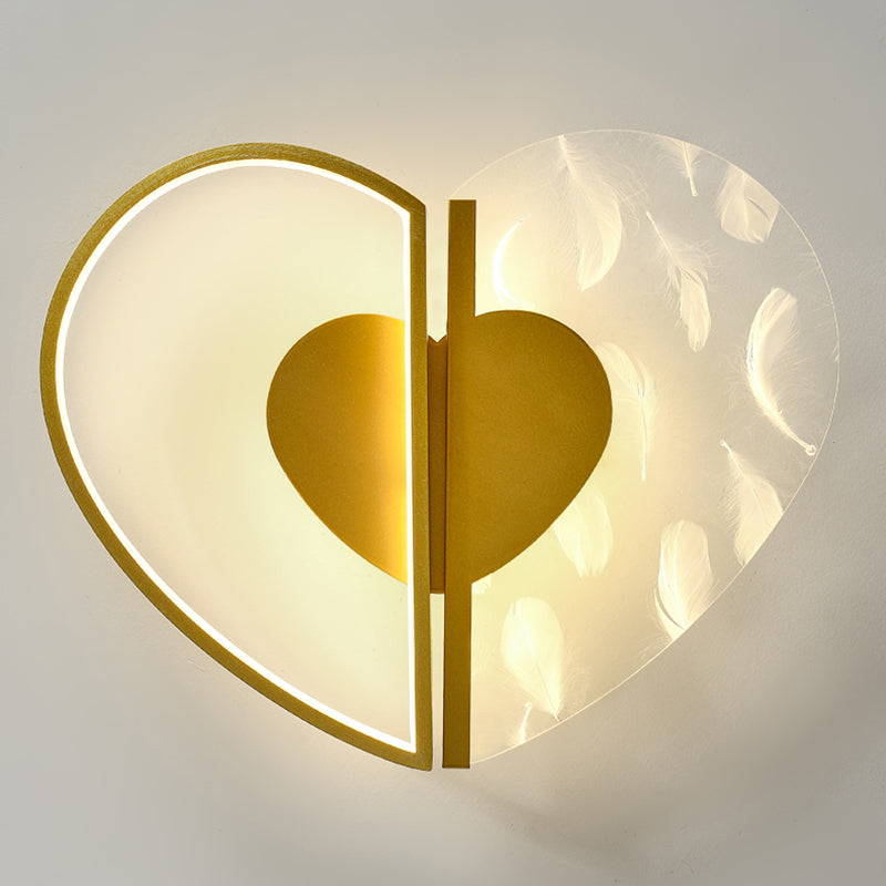Love Heart Chambre Plafonnier Acrylique Minimaliste Plume LED Plafonnier Éclairage