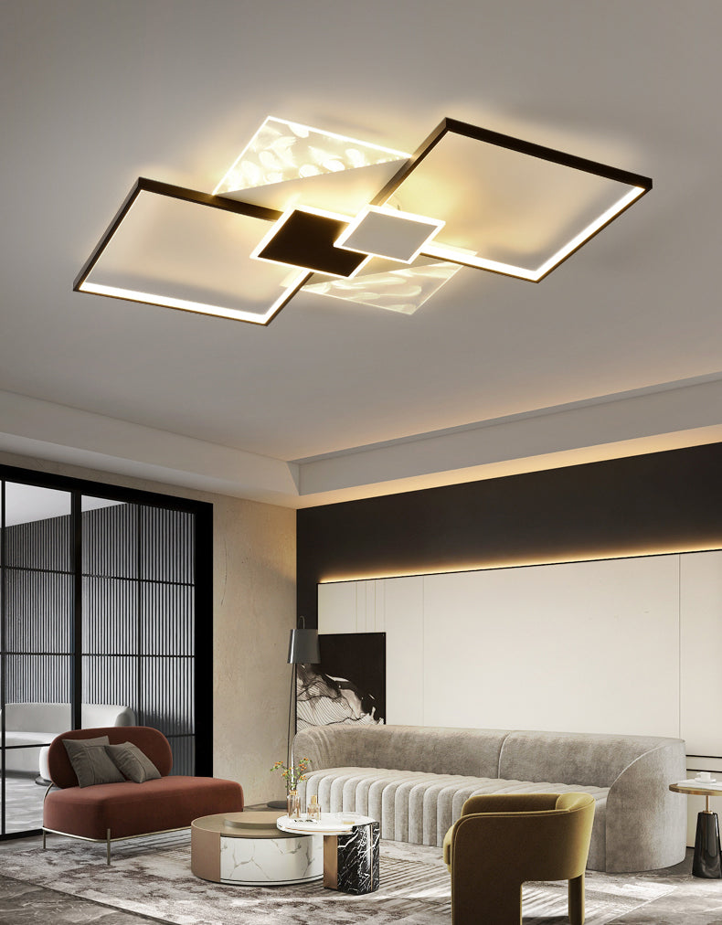 Lampe encastrée symétrique en métal simplicité LED plafonnier en plumes pour salon