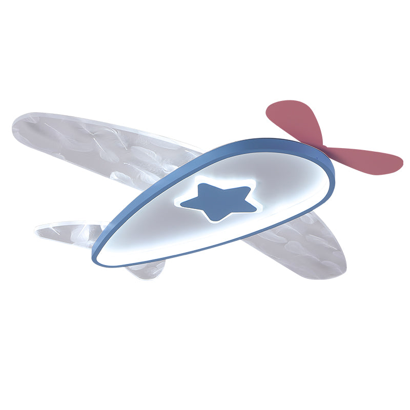 Airplane Acrylic Feather LED Semi Flush Ceiling Fixture in Modern Creative Style Wrought Iron Ceiling Light for Bedroom