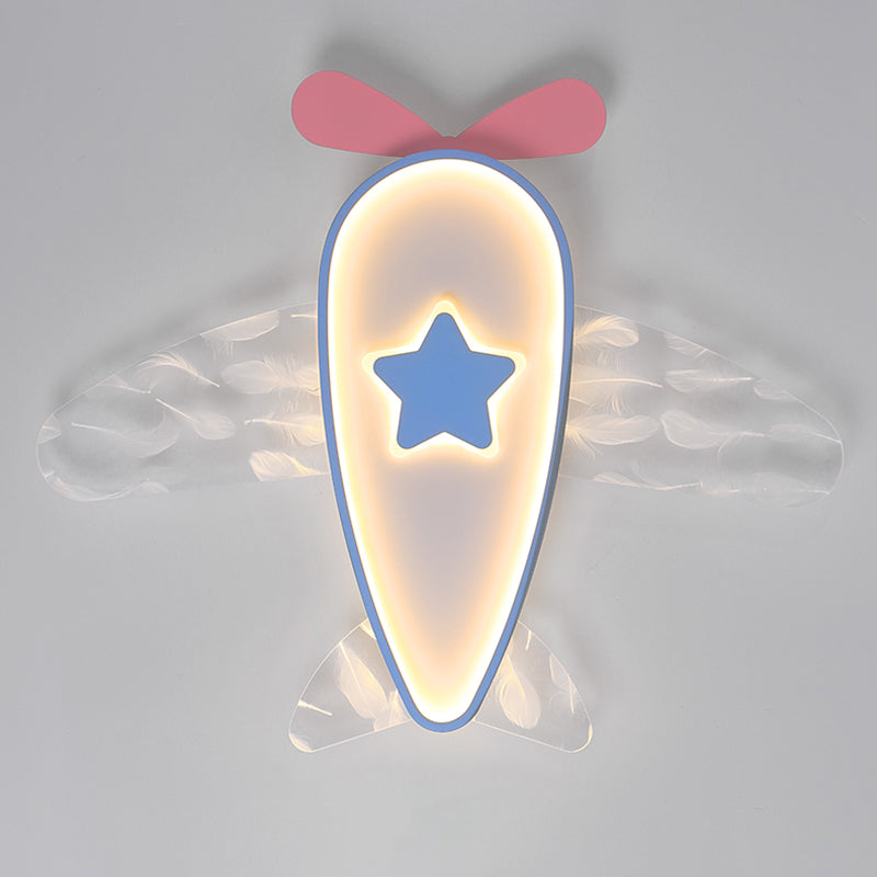 Avion Acrylique LED LED Semi-Flush Ceiling Fixture in Modern Creative Style Wrought Iron Ceiling Light for Bedroom