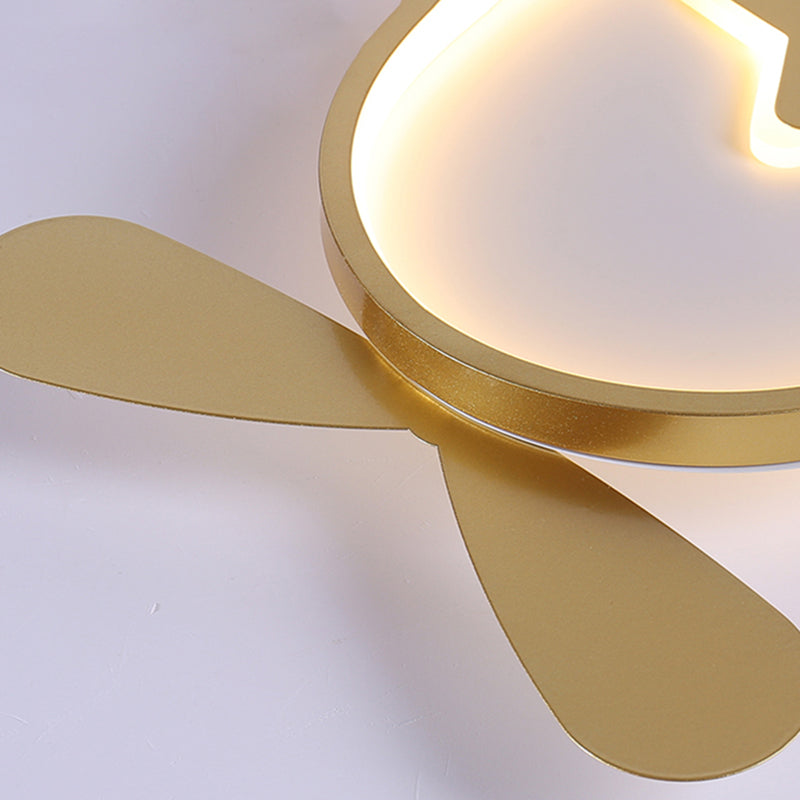 Airplane Acrylic Feather LED Semi Flush Ceiling Fixture in Modern Creative Style Wrought Iron Ceiling Light for Bedroom