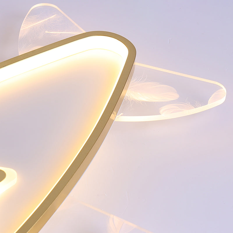 Avion Acrylique LED LED Semi-Flush Ceiling Fixture in Modern Creative Style Wrought Iron Ceiling Light for Bedroom