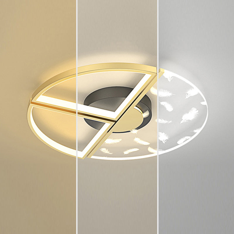 Plafonnier LED en forme de plume, plafonnier moderne en acrylique pour chambre à coucher, noir-or