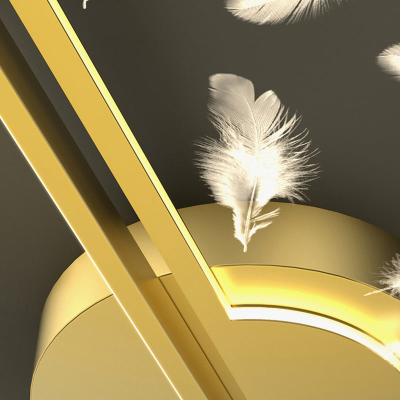 Feather LED Flush Mount Light Modern Acrylic Bedroom Ceiling Light in Black-Gold