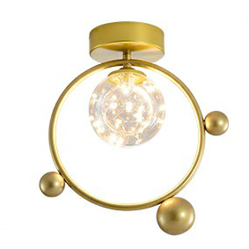 New Modern Clear Glass Flush Light Fixtures Corridor Spherical Flush Mount with Shape