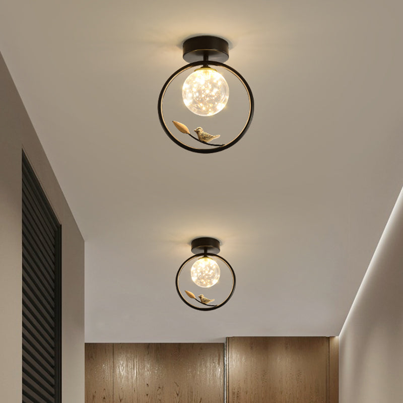 New Modern Clear Glass Flush Light Fixtures Corridor Spherical Flush Mount with Shape