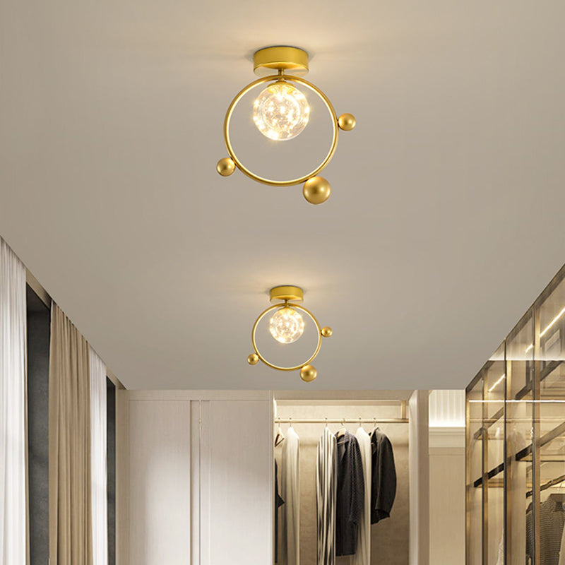 New Modern Clear Glass Flush Light Fixtures Corridor Spherical Flush Mount with Shape
