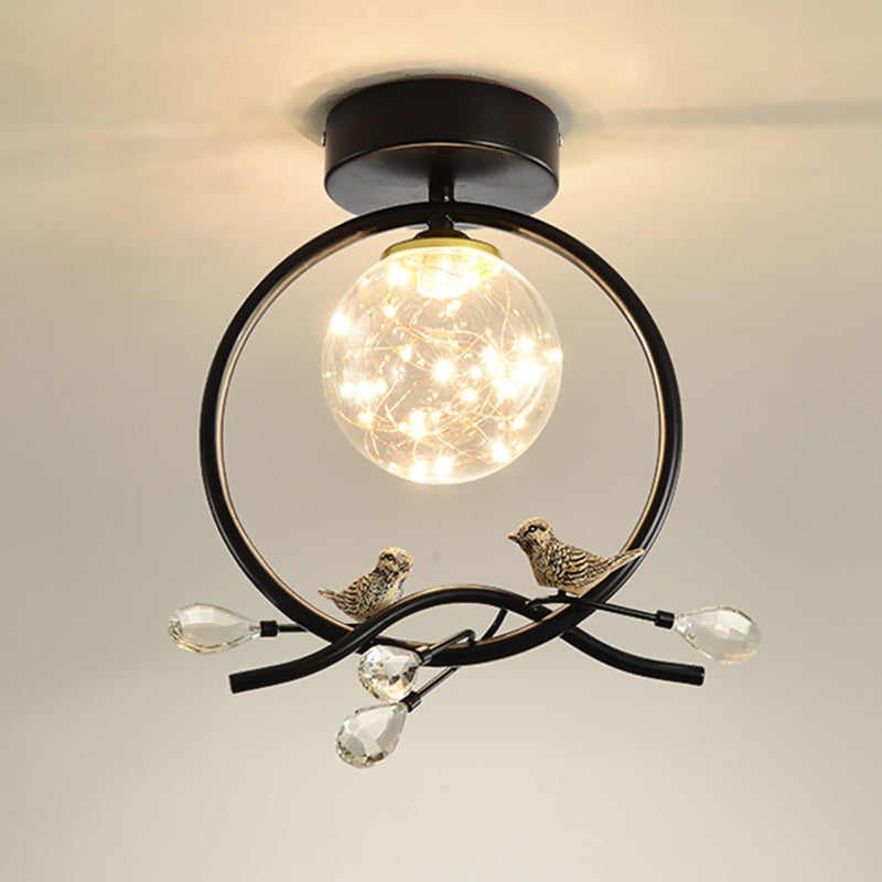 New Modern Clear Glass Flush Light Fixtures Corridor Spherical Flush Mount with Shape