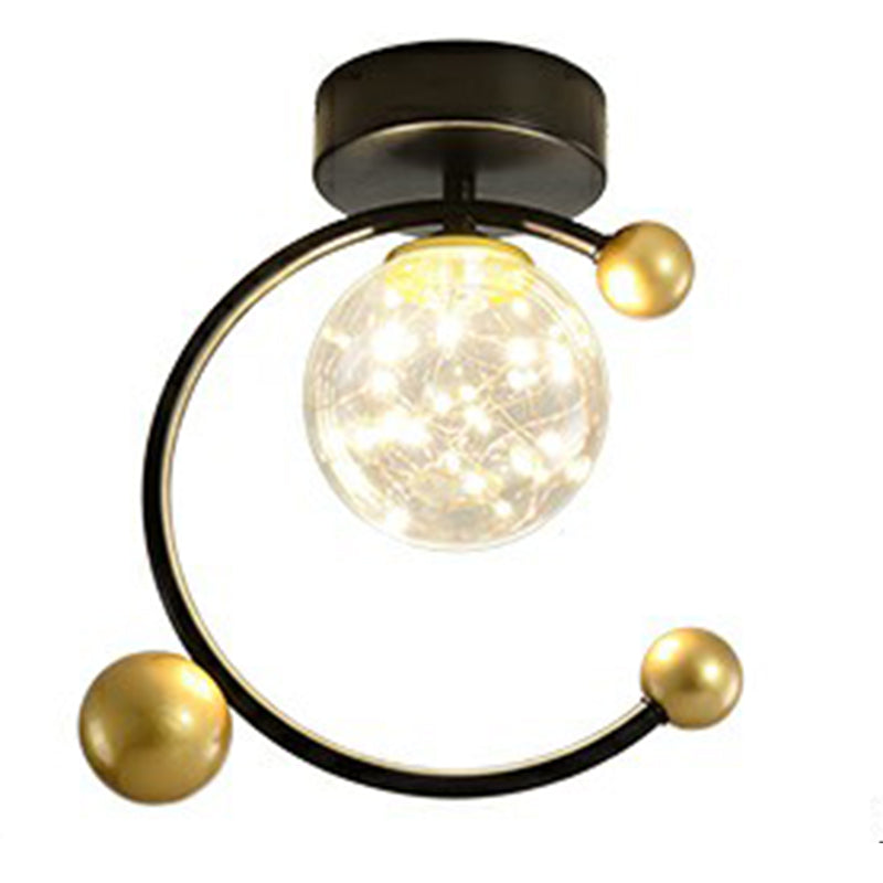 New Modern Clear Glass Flush Light Fixtures Corridor Spherical Flush Mount with Shape