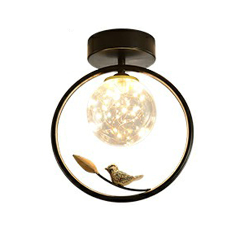 New Modern Clear Glass Flush Light Fixtures Corridor Spherical Flush Mount with Shape