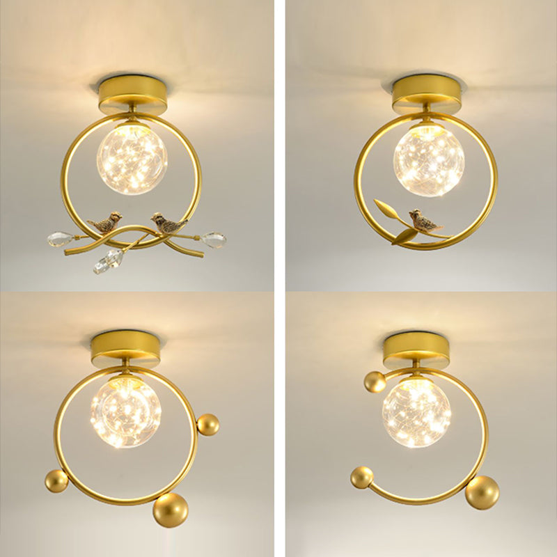 New Modern Clear Glass Flush Light Fixtures Corridor Spherical Flush Mount with Shape
