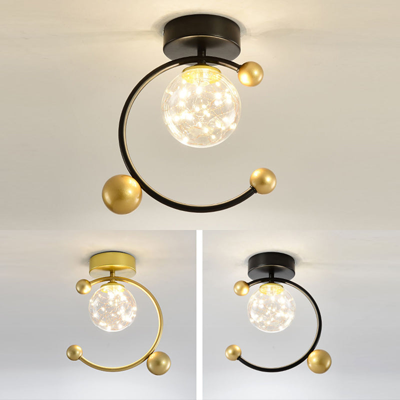 New Modern Clear Glass Flush Light Fixtures Corridor Spherical Flush Mount with Shape