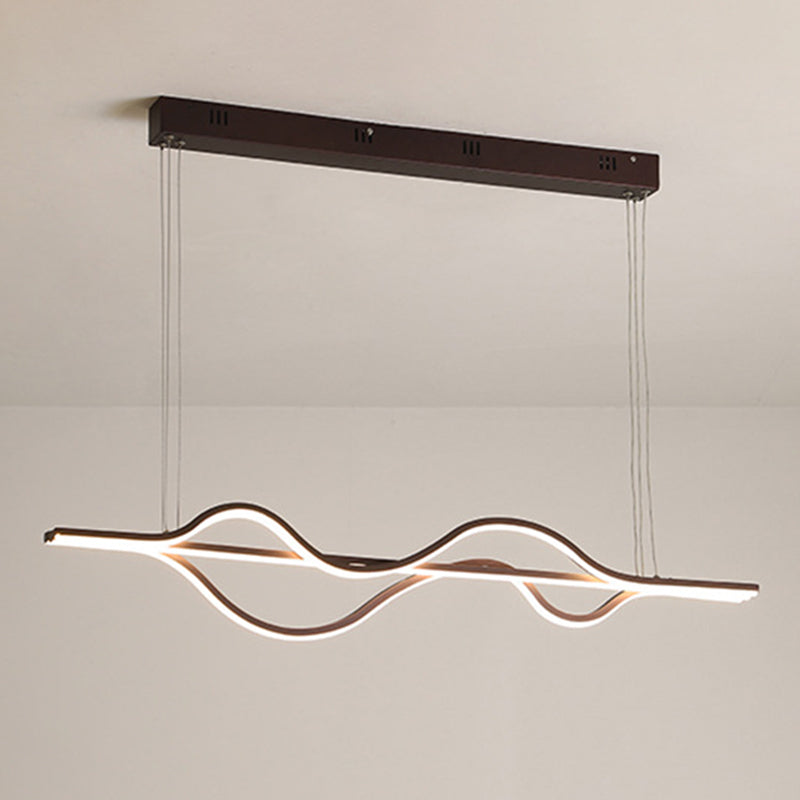 Vague grande cuisine pendante lumières aluminium moderne simplicité île île lustre lumières pour restaurant