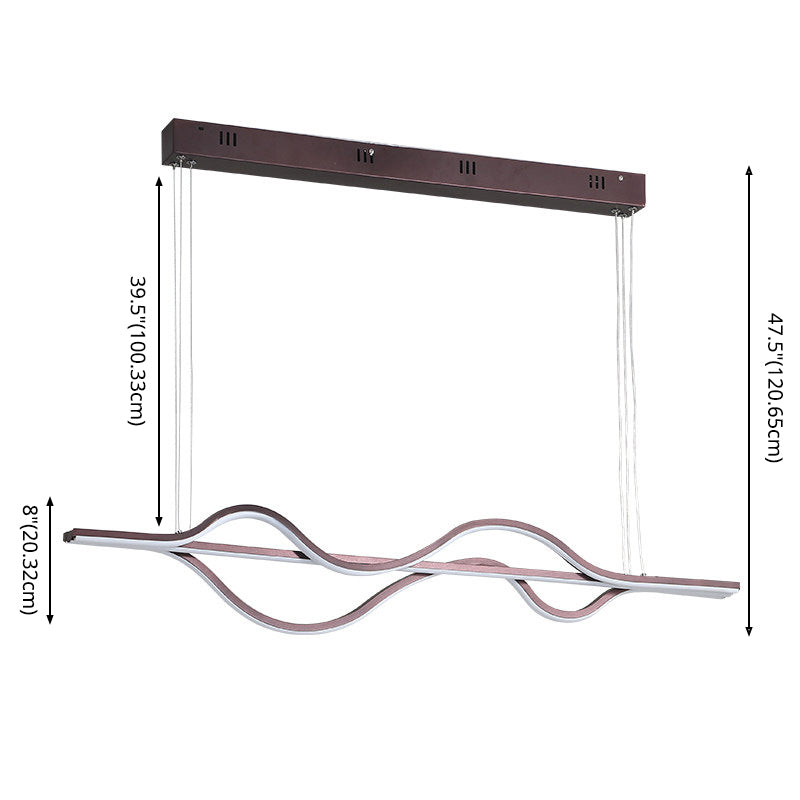 Vague grande cuisine pendante lumières aluminium moderne simplicité île île lustre lumières pour restaurant